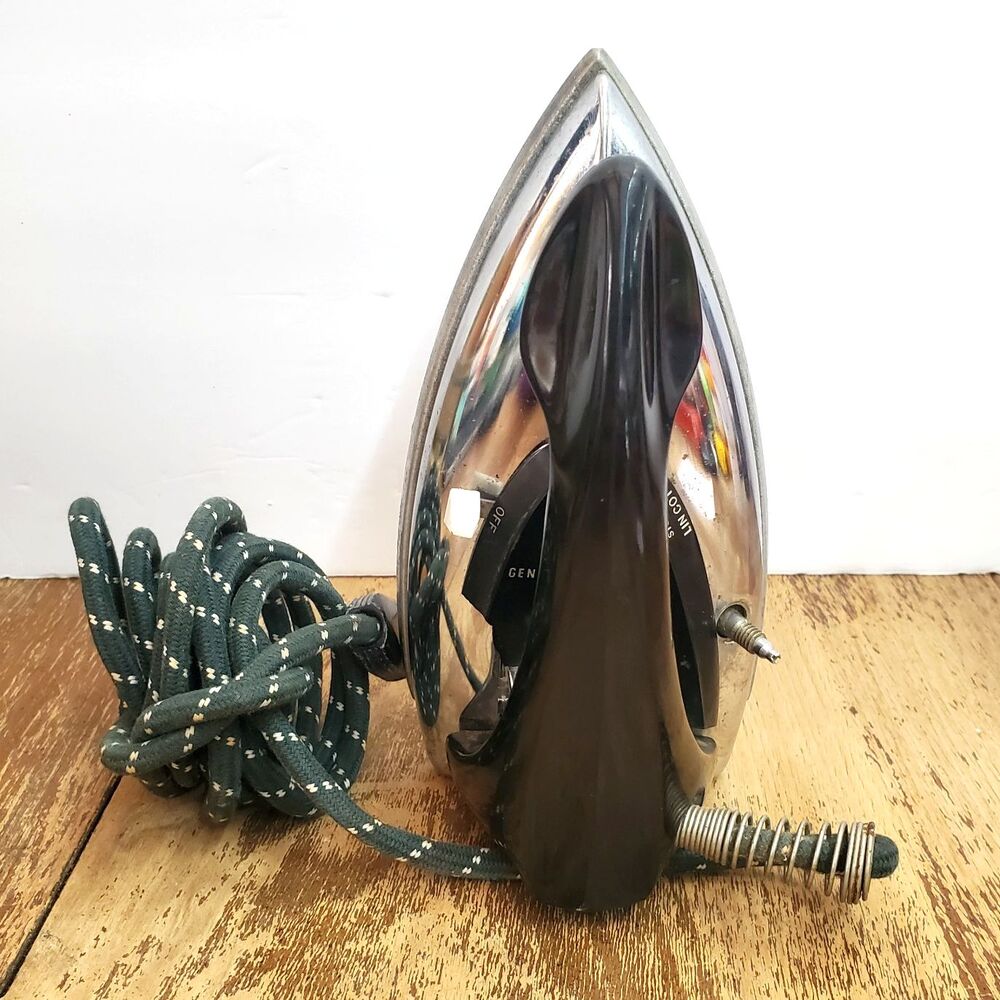 Vintage GE General Electric Chrome Clothes Iron – Model 11F38 Tested Working